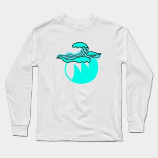 blue green water waves design Long Sleeve T-Shirt